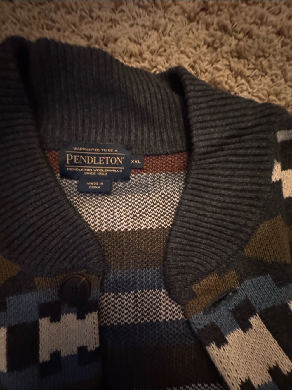 Pendleton Navy Multi Geometric Button-Front Cardigan - Picture 2 of 2